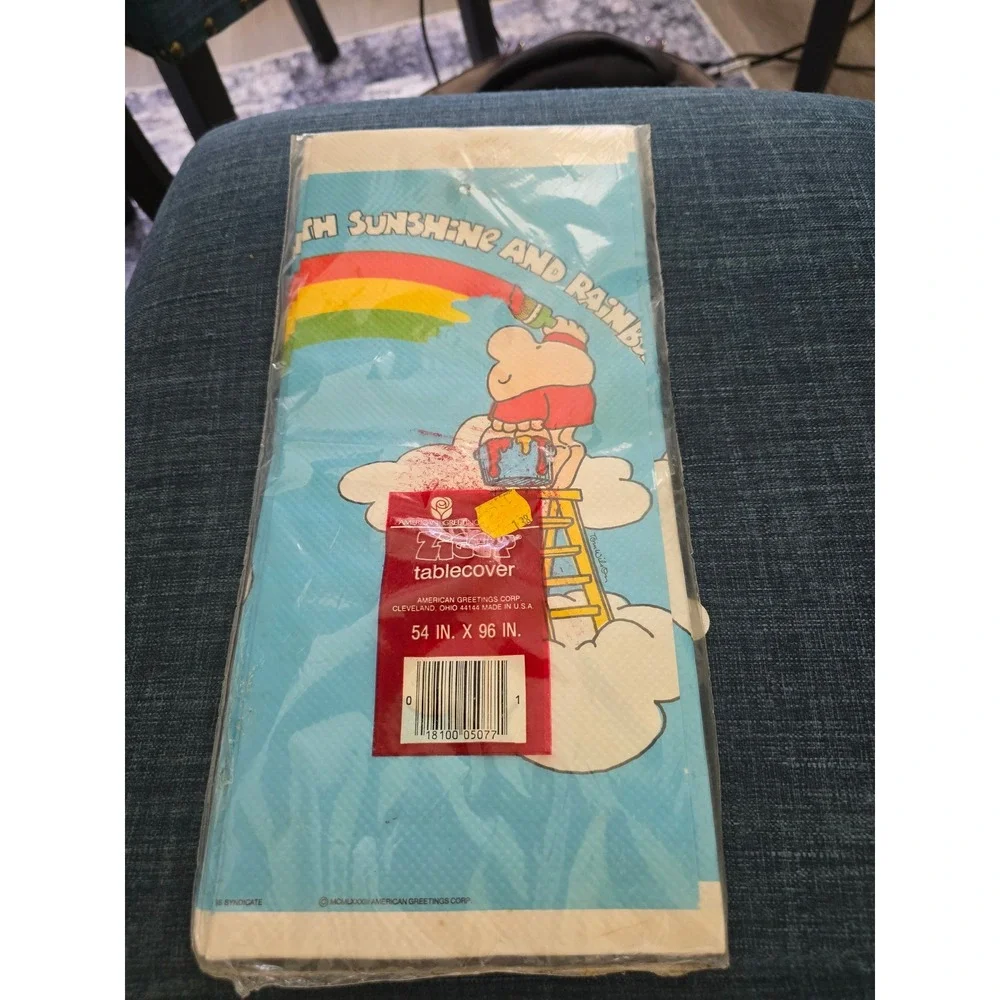 Vintage Ziggy Tablecover American Greetings Rainbow Clouds 54x96 New 1980s Retro